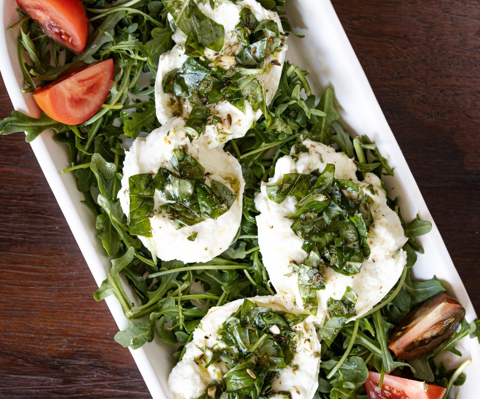 Buffalo Mozzarella Marinated with Tomato and Arugula Giangi's Kitchen