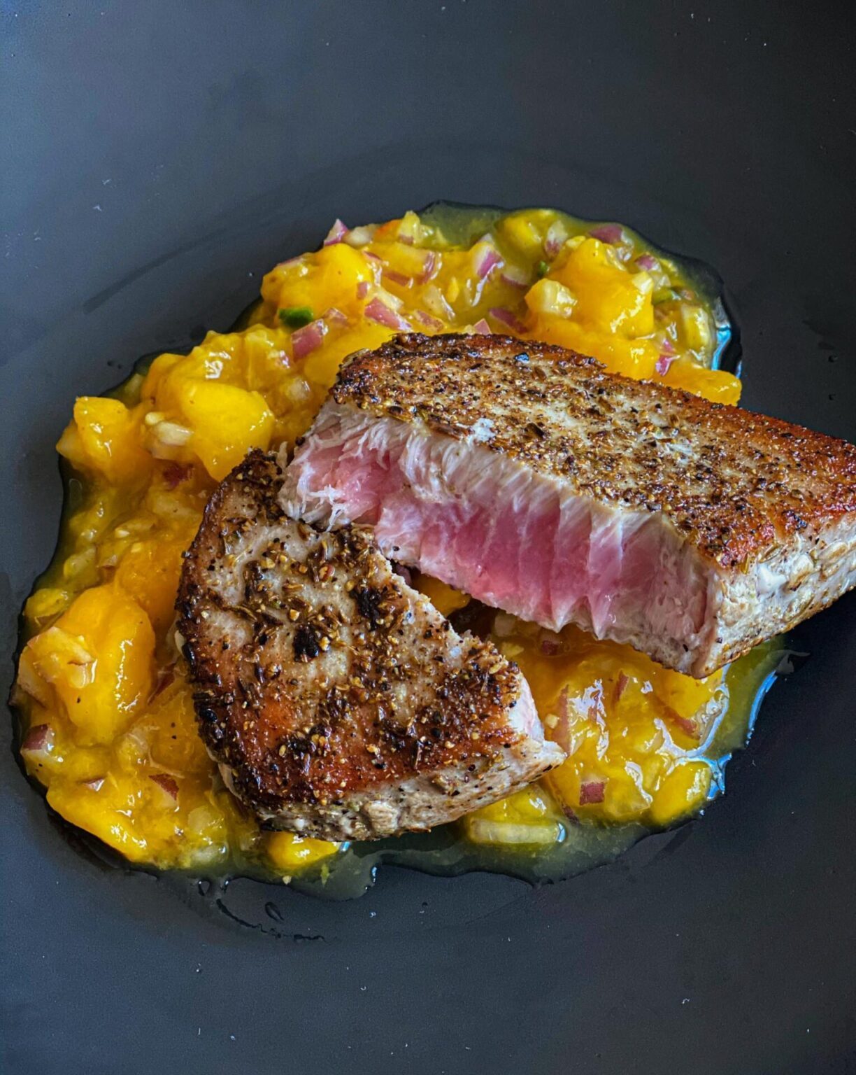 yellowfin tuna with spicy mango salsa