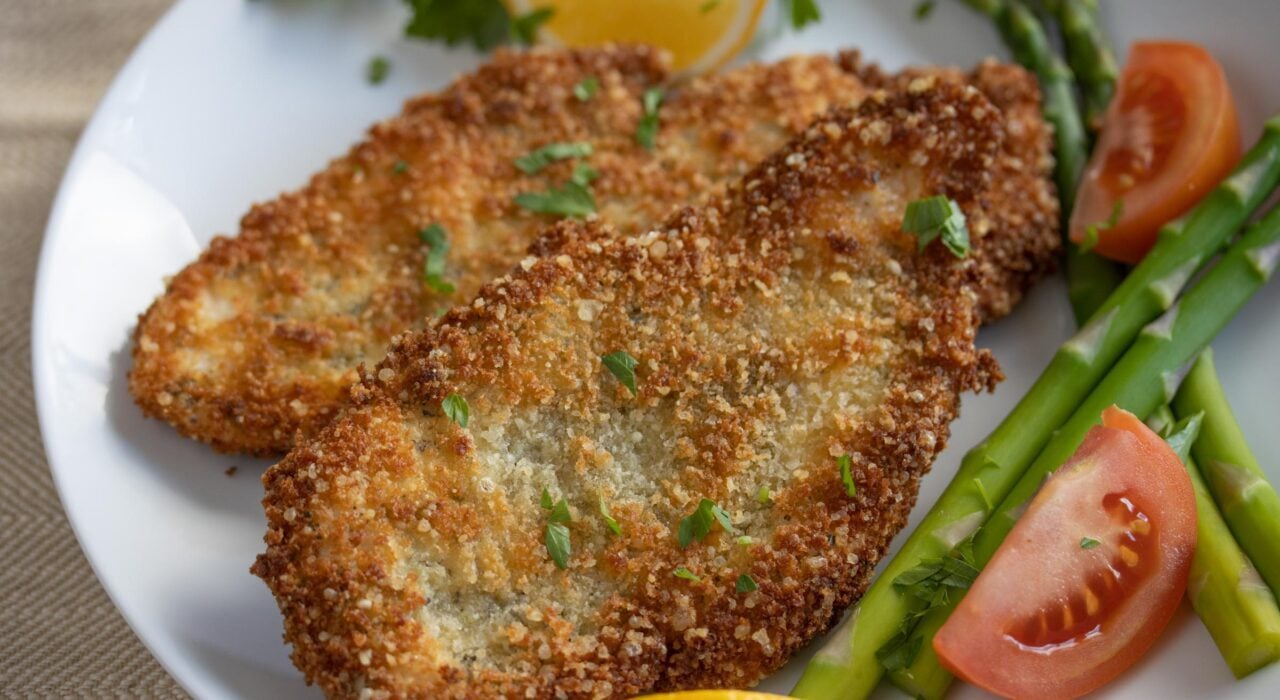 parmesan, panko crusted chicken cutlets