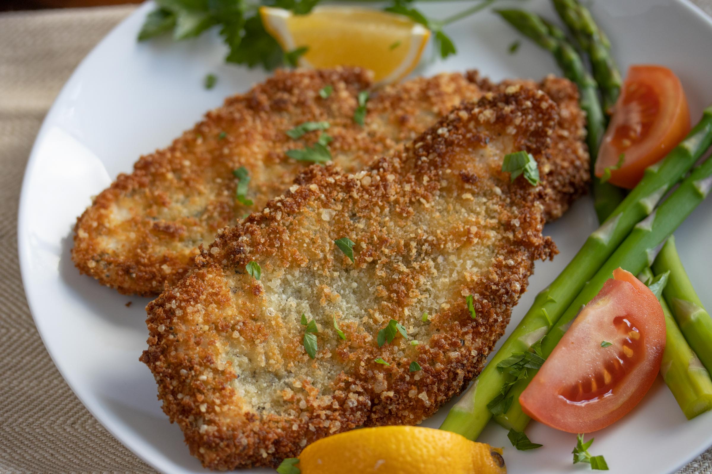parmesan, panko crusted chicken cutlets
