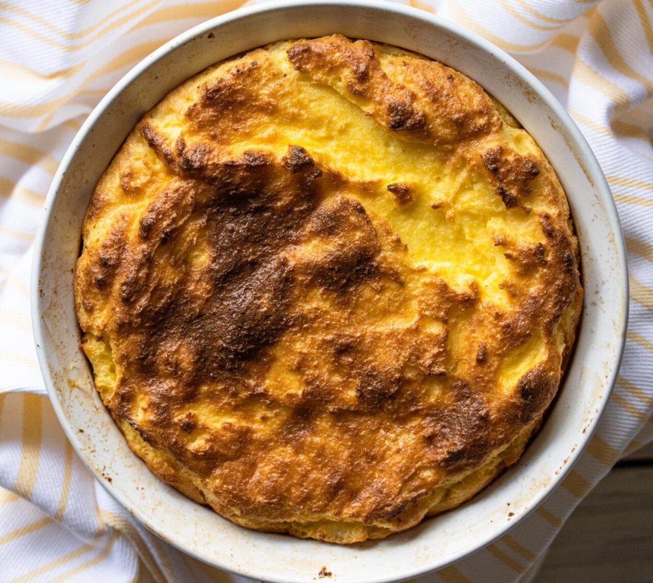 cornmeal spoon bread cornmeal spoon bread in a round container