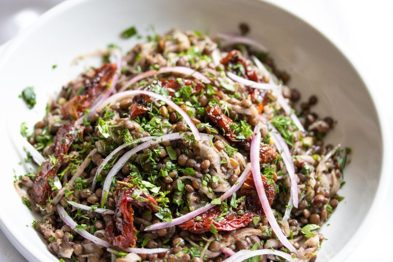 Lentils With Sun-Dried Tomatoes, Onion And Fresh Herbs