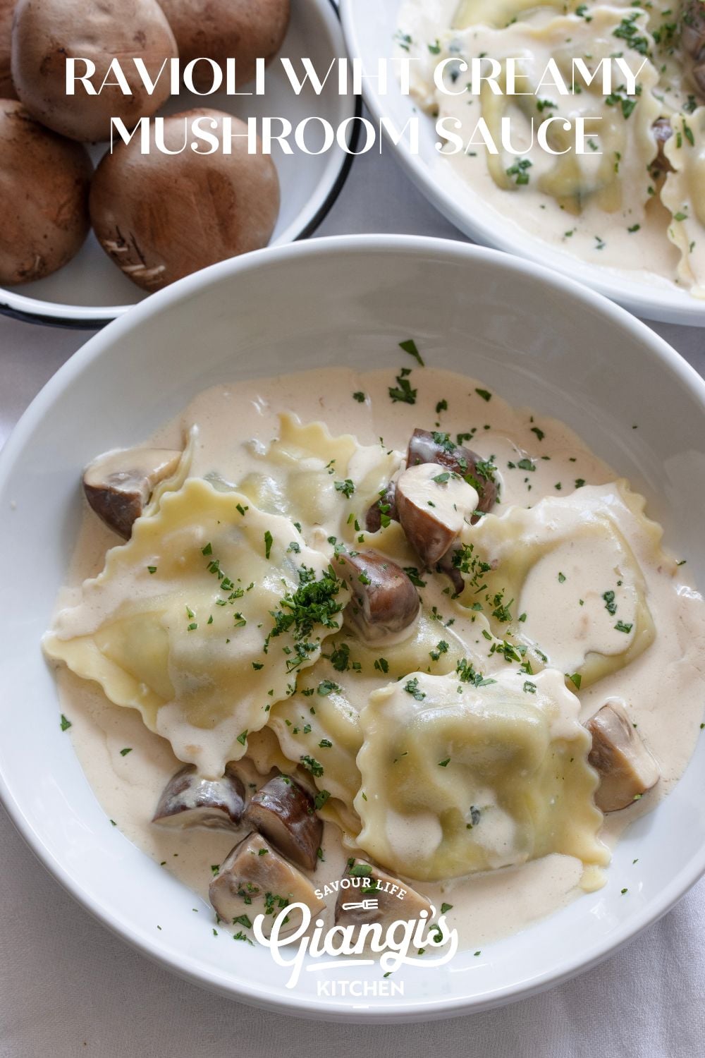 Ravioli with Creamy Mushroom Sauce