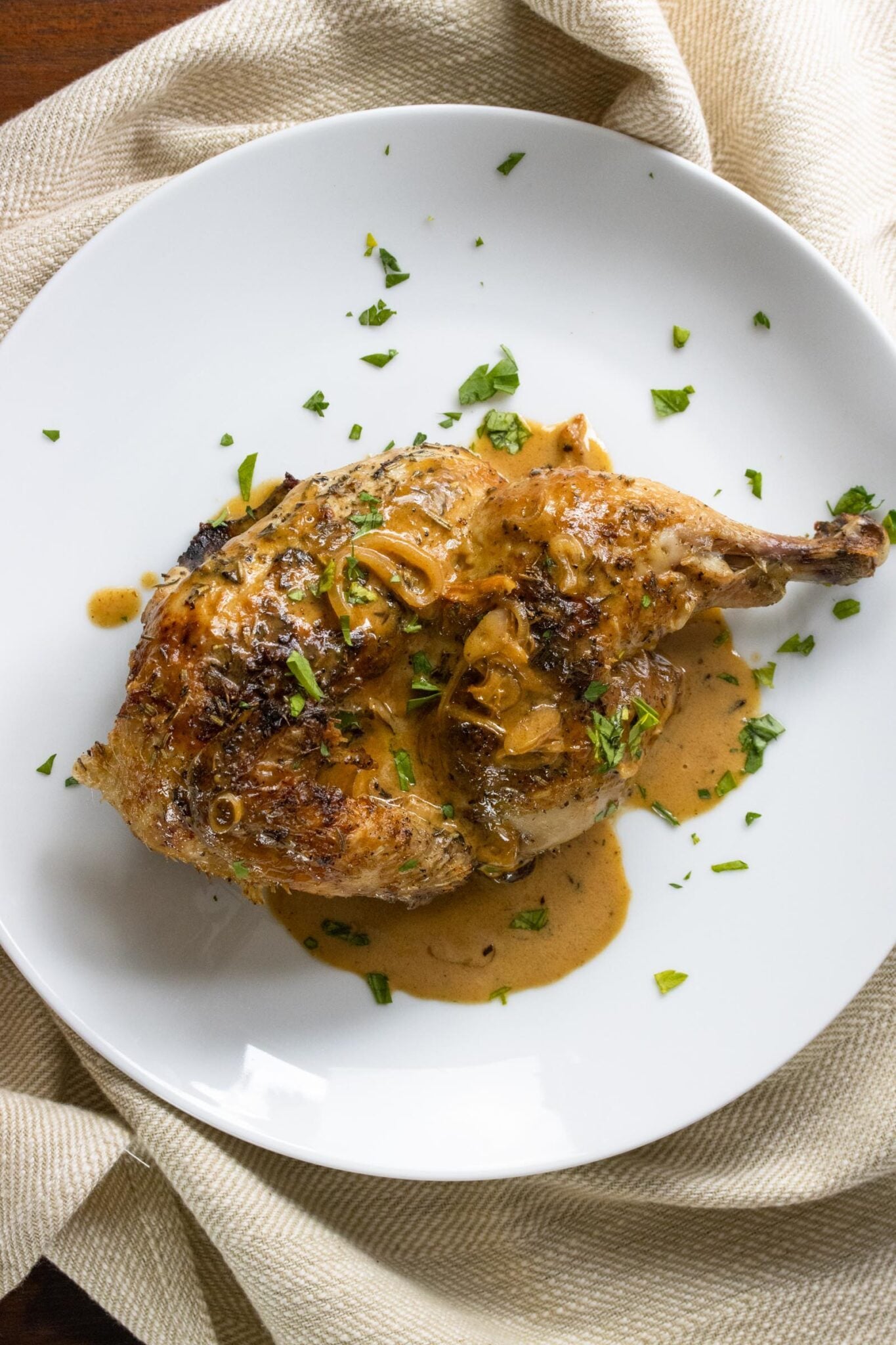 CORNISH GAME HEN WITH WHISKEY CREAM SAUCE
