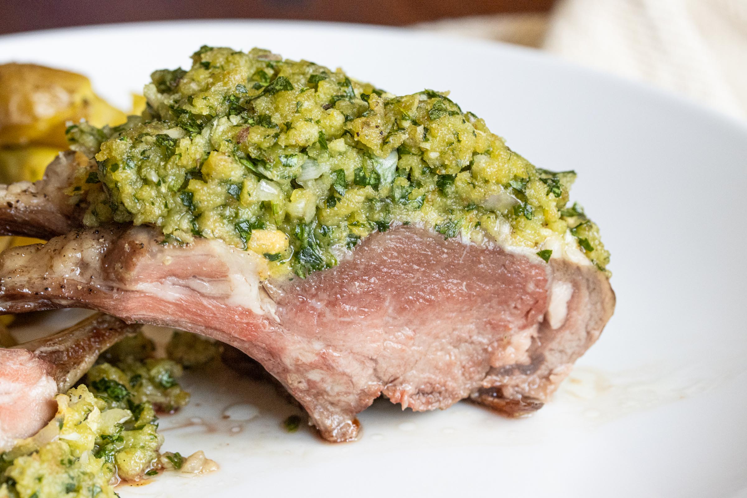 Rack of Lamb with Parsley close up for you lamb sliced