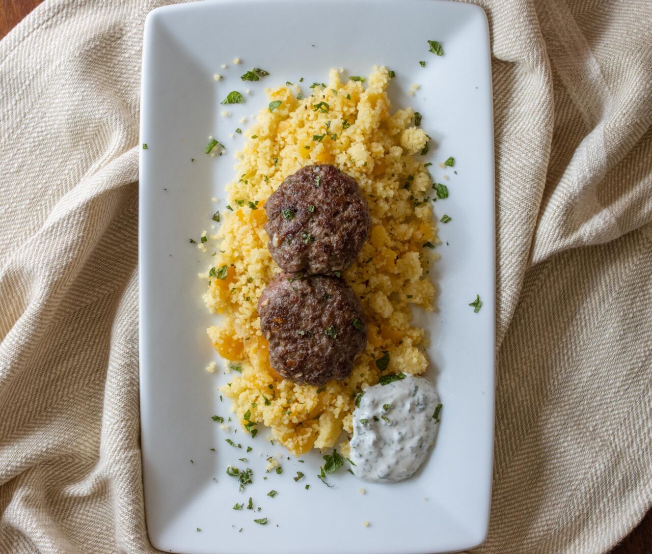 Spiced Lamb Patties and Couscous with Apricots Spiced Lamb Patties and Couscous with Apricots