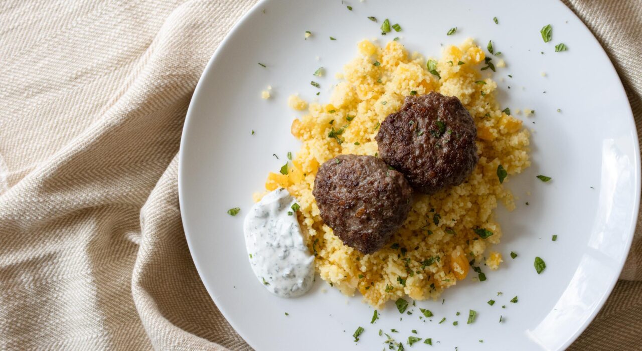 Spiced Lamb Patties and Couscous with Apricots