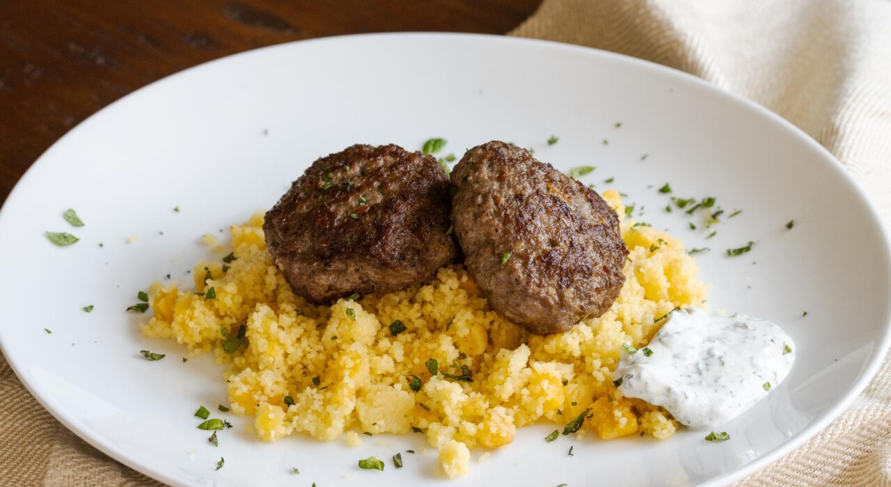 Spiced Lamb Patties and Couscous with Apricots Spiced Lamb Patties and Couscous with Apricots