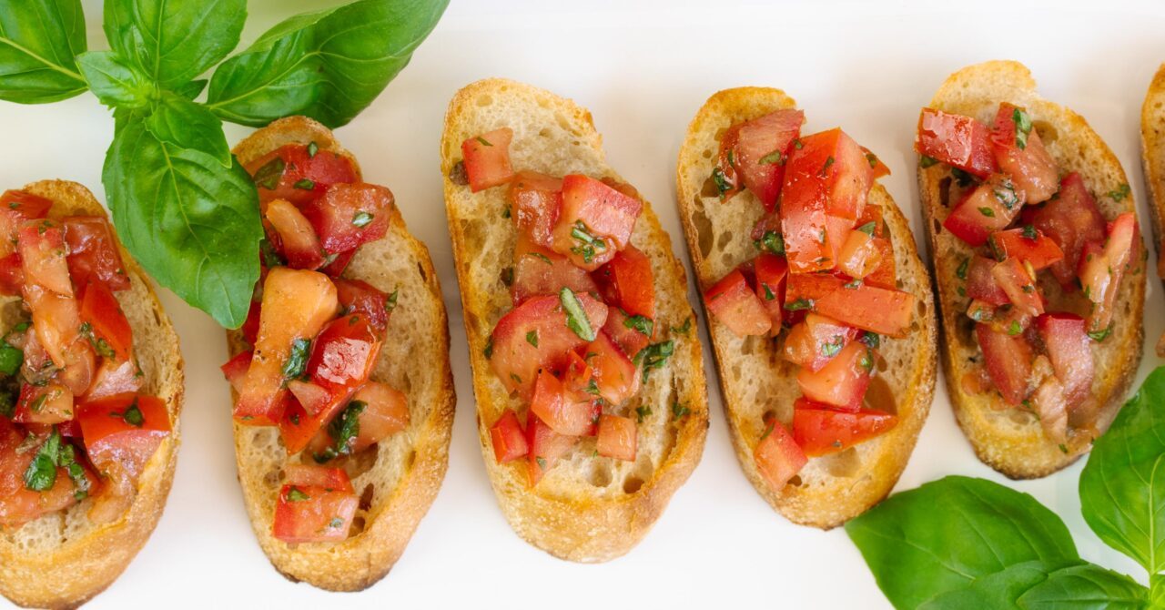 Bruschetta with tomatoes, anchovy and garlic