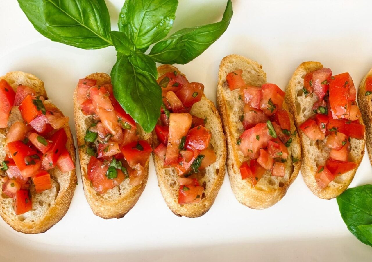 Bruschetta with tomatoes, anchovy and garlic
