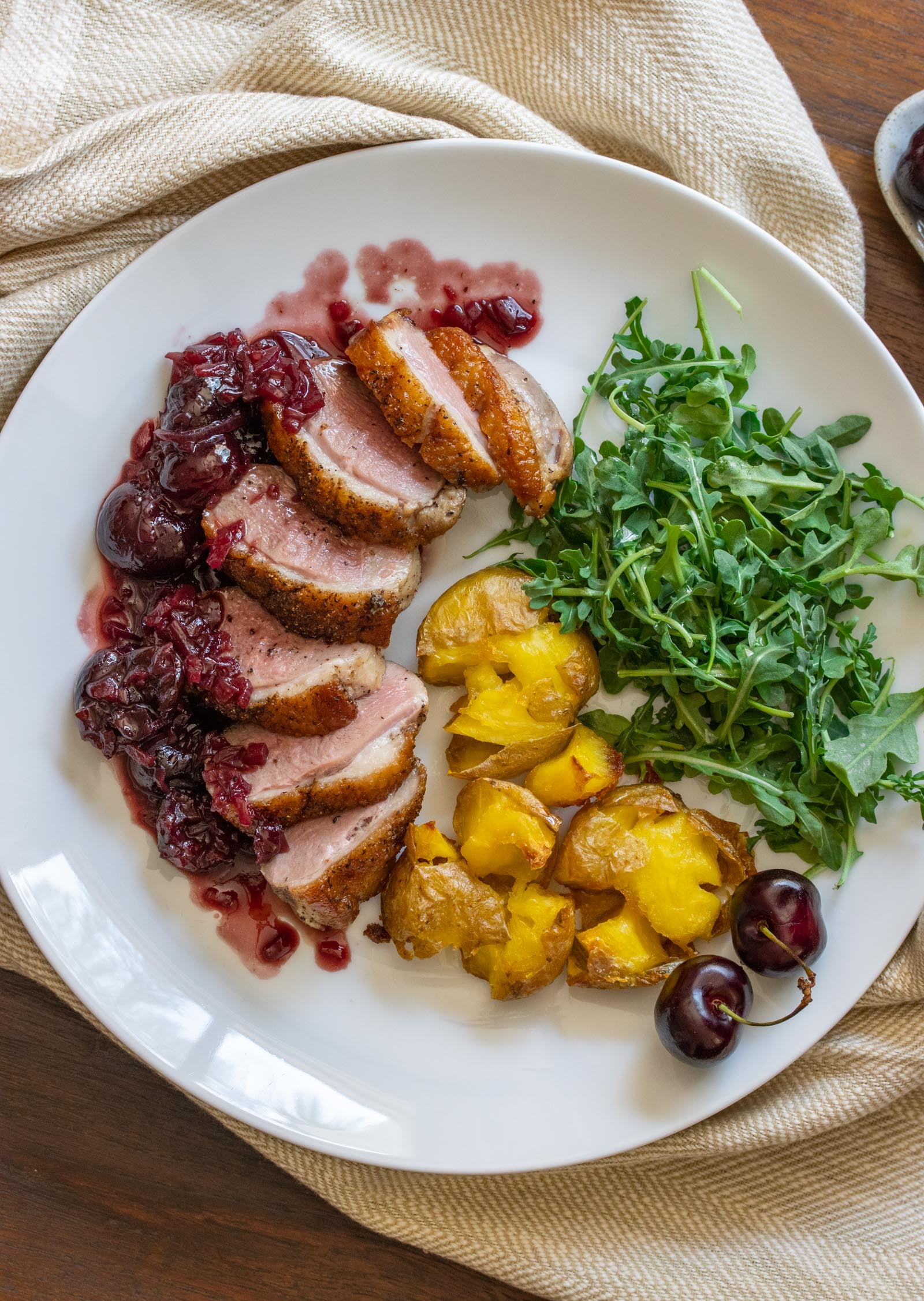 Duck Breast with Cherry Sauce and Port Wine Reduction