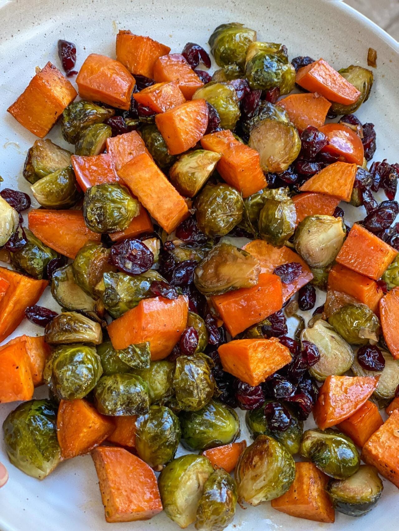 Roasted Sweet Potatoes, Brussel Sprouts and Cranberries Roasted Sweet Potatoes, Brussel Sprouts and Cranberries