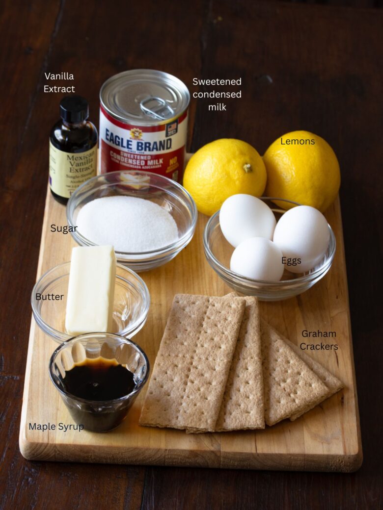Ingredients needed to make this lemon tart recipe