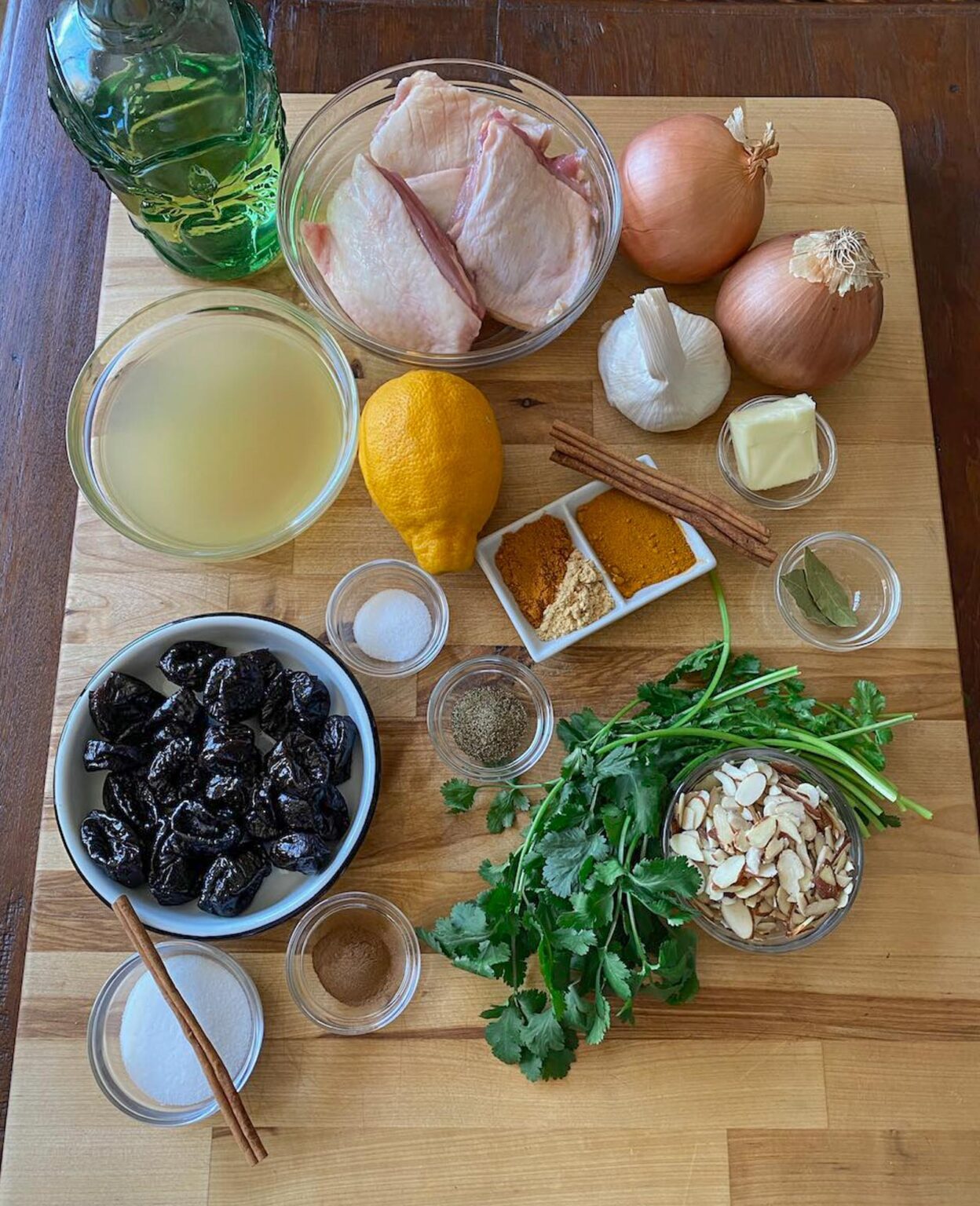 ingredients for your Moroccan Chicken and Prunes