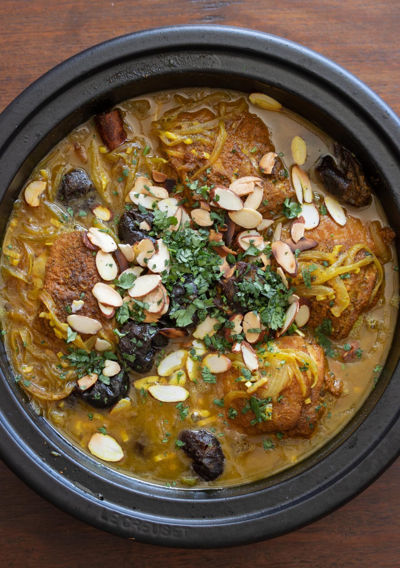 Moroccan Chicken and Prunes all ready to be served.