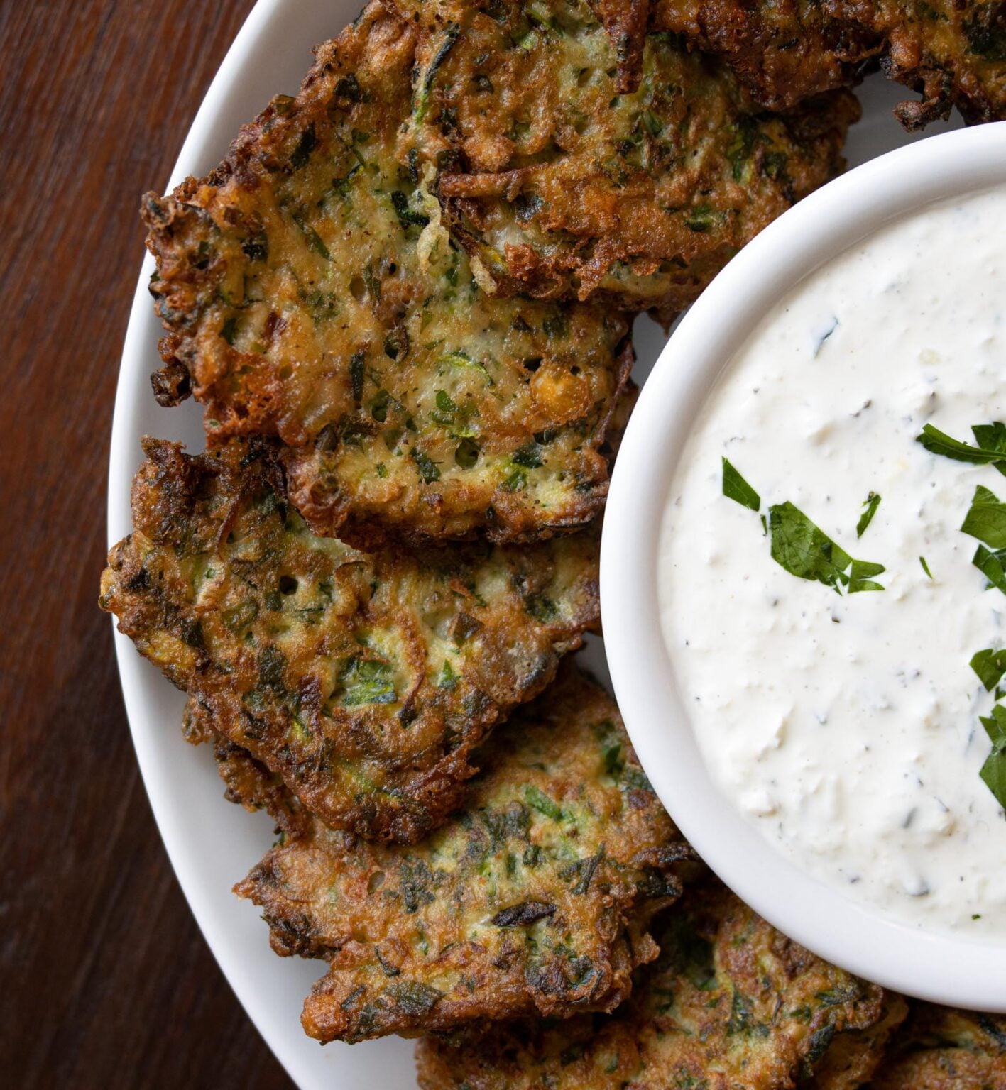 Zucchini Pancakes with Tzatziki Sauce