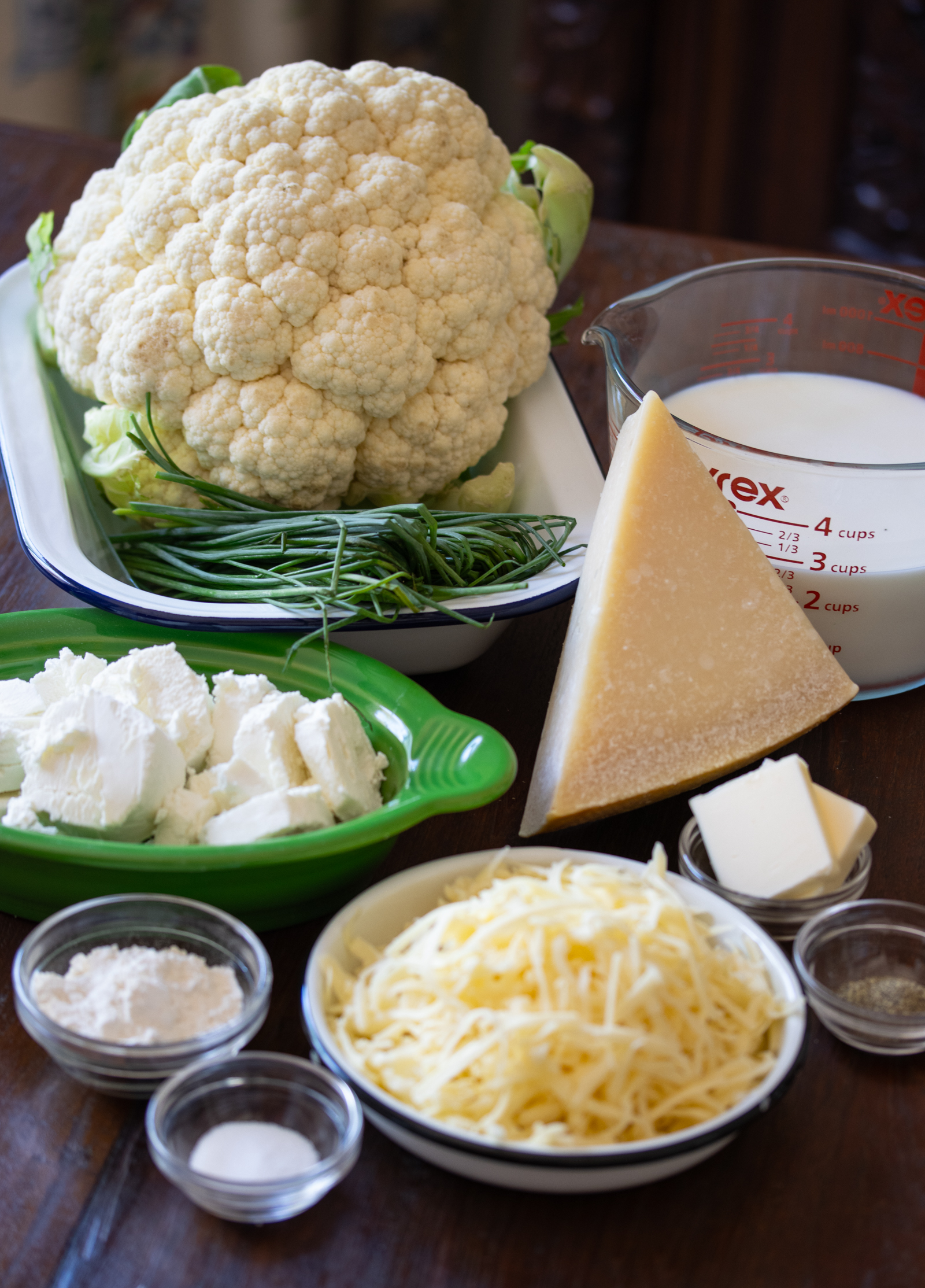 ingredients for Cauliflower and Goat Cheese Gratin