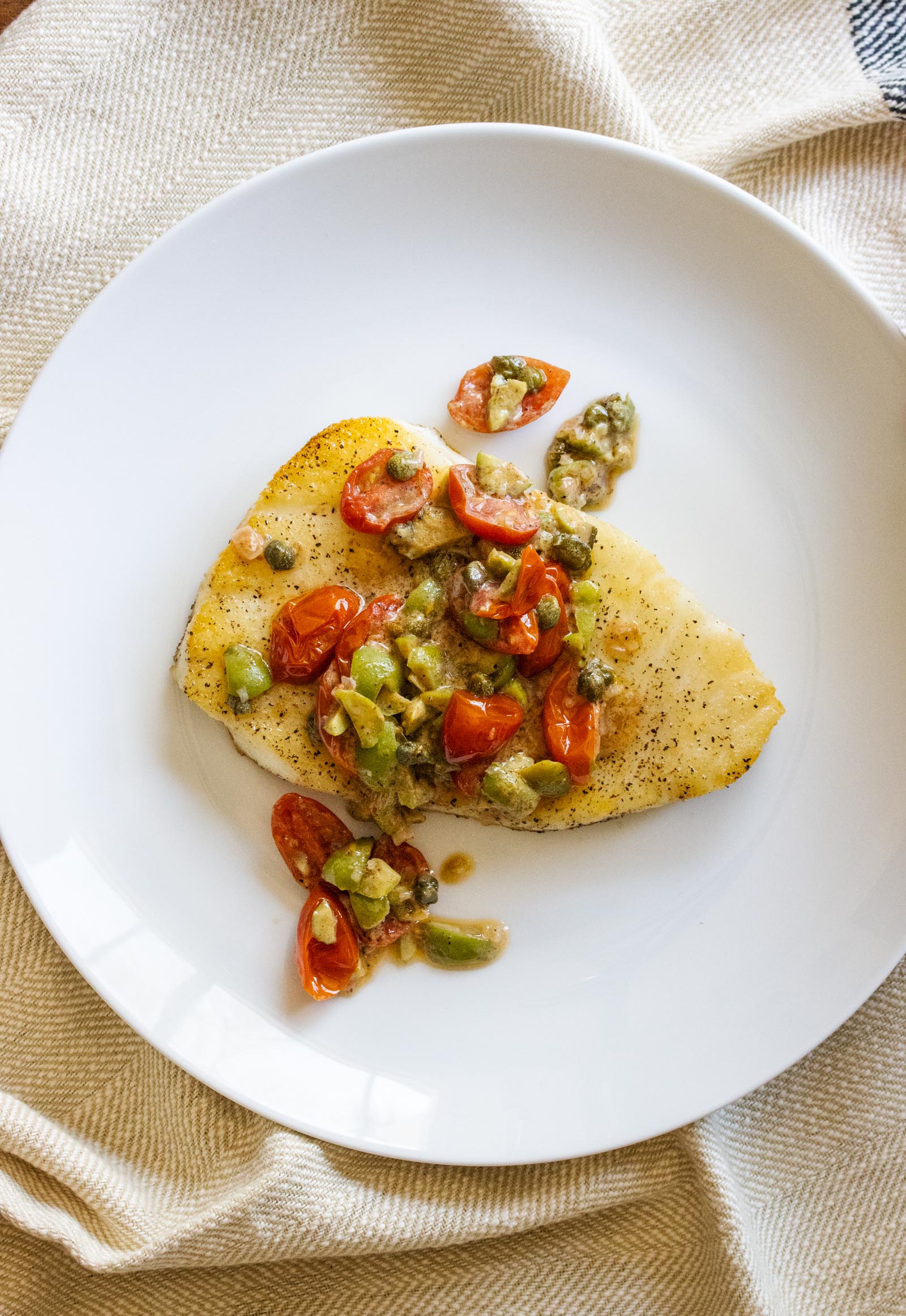 chilean sea bass with tomato relish