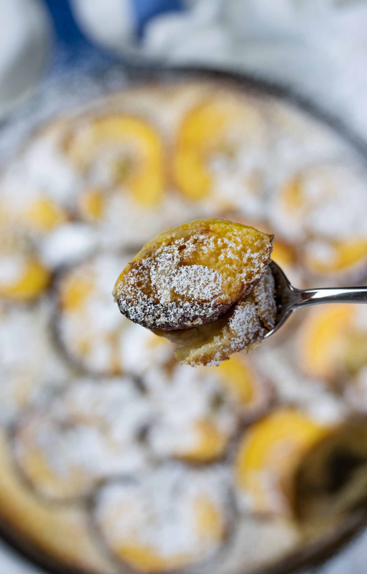 Peach Clafoutis spoonful