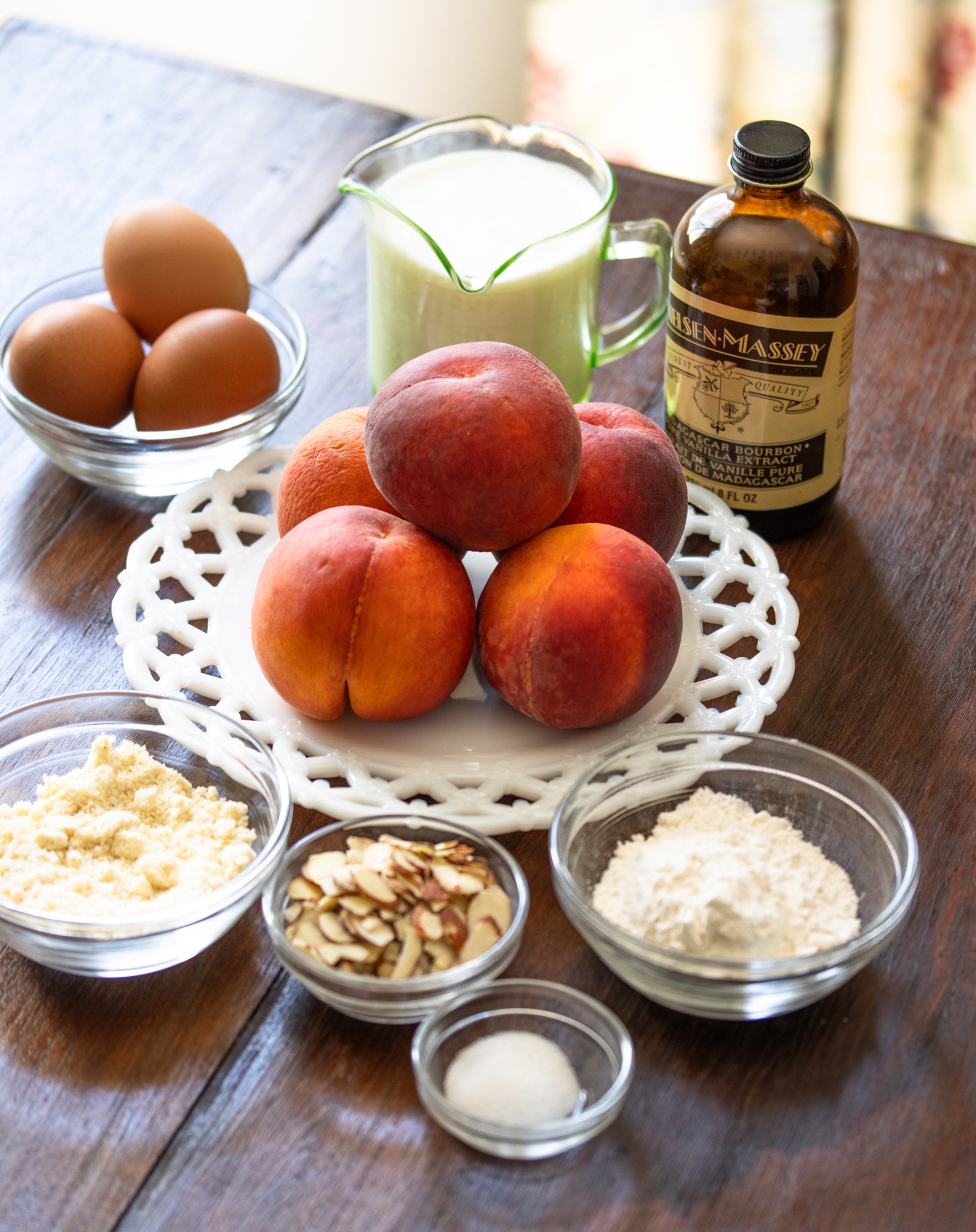 ingredients needed to make your peach clafoutis