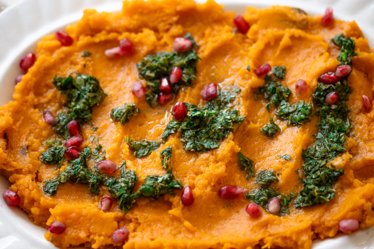 Mashed Sweet Potatoes With Lemon Basil Sauce