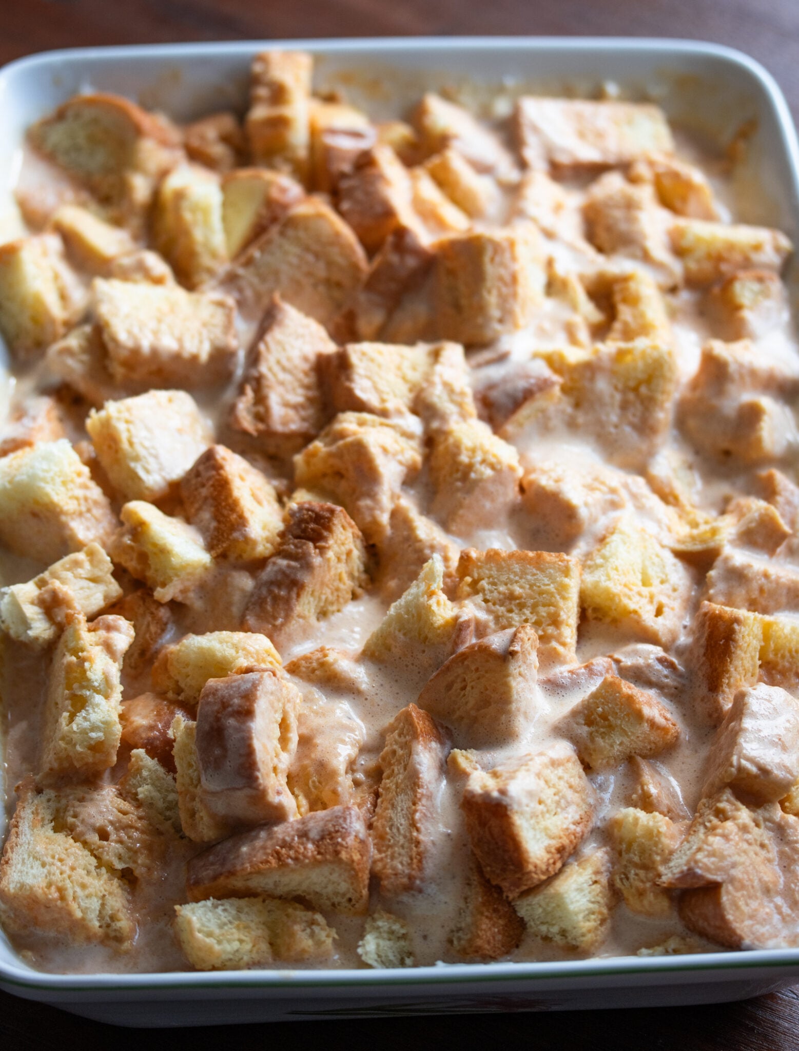 Pumpkin French toast ready to go in the oven