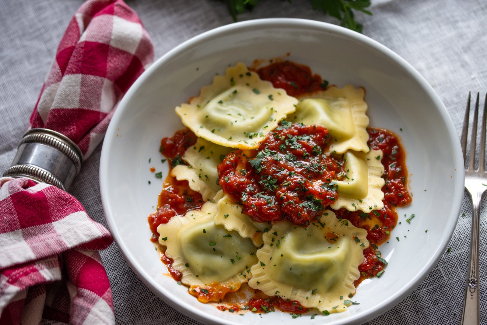 Lobster Ravioli with Marinara Sauce