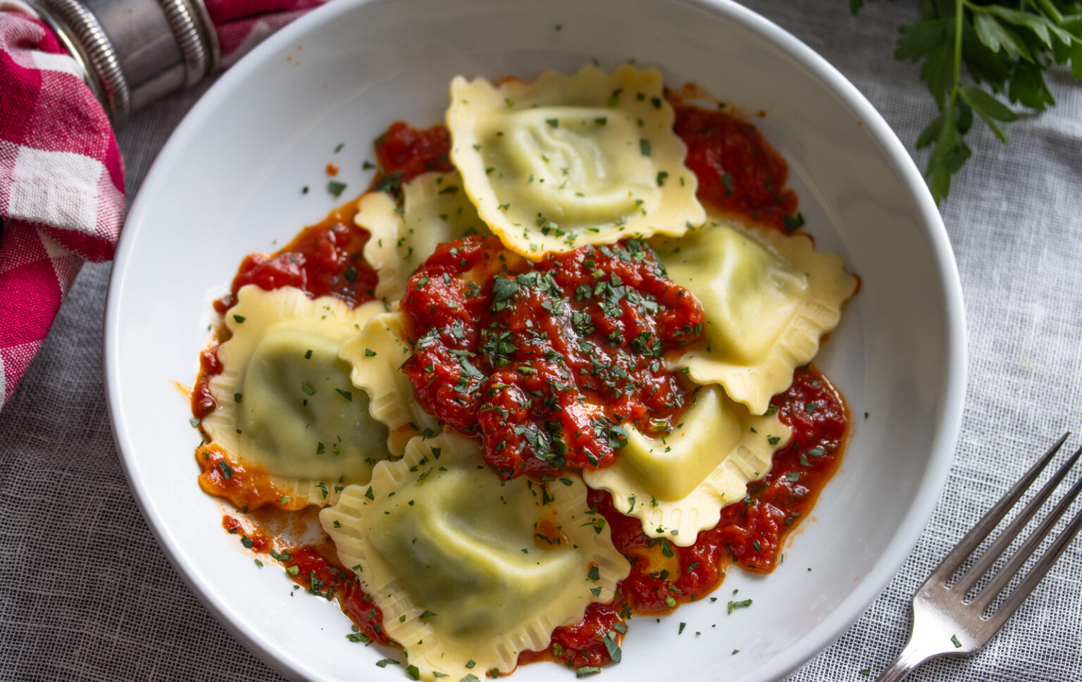 Lobster Ravioli with Marinara Sauce