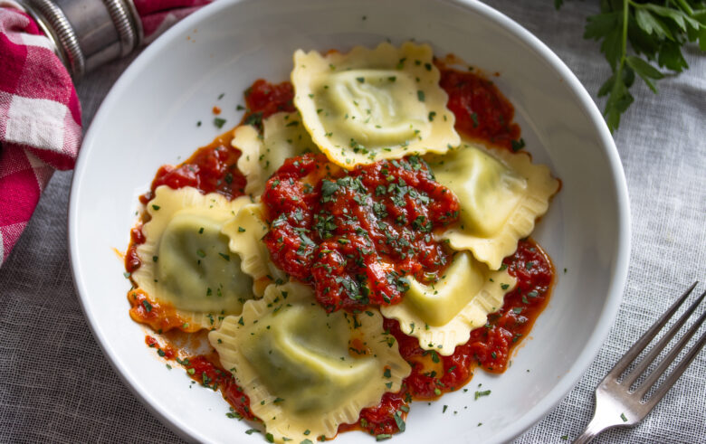Lobster Ravioli with Marinara Sauce