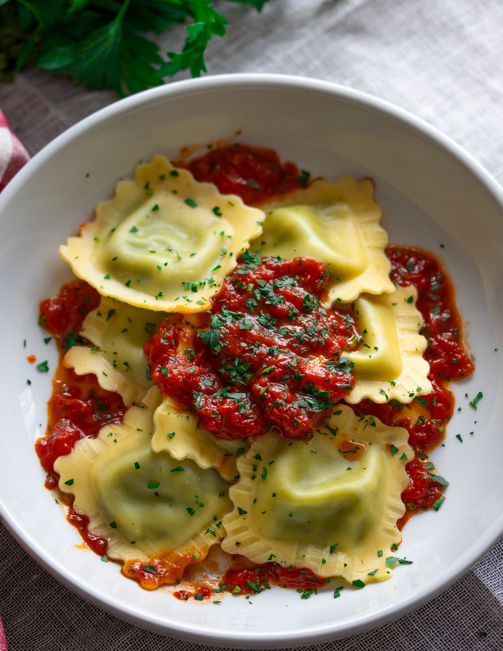 Lobster Ravioli with Marinara Sauce