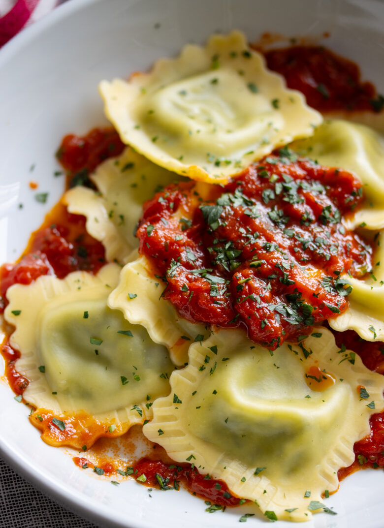 Lobster Ravioli with Marinara Sauce