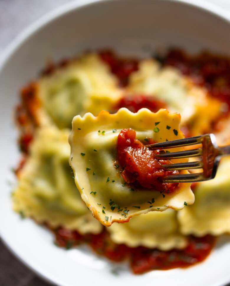 Lobster Ravioli with Marinara Sauce