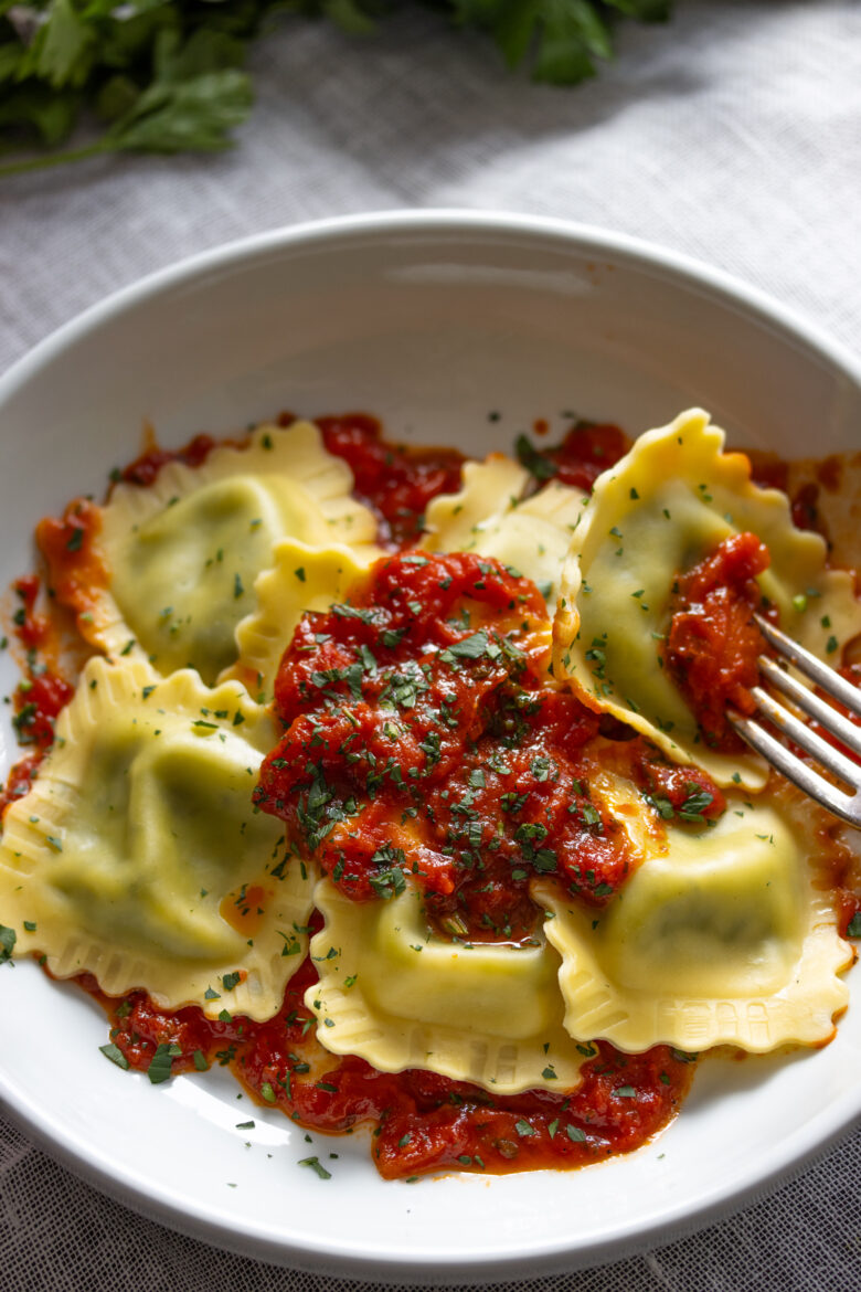 Lobster Ravioli with Marinara Sauce