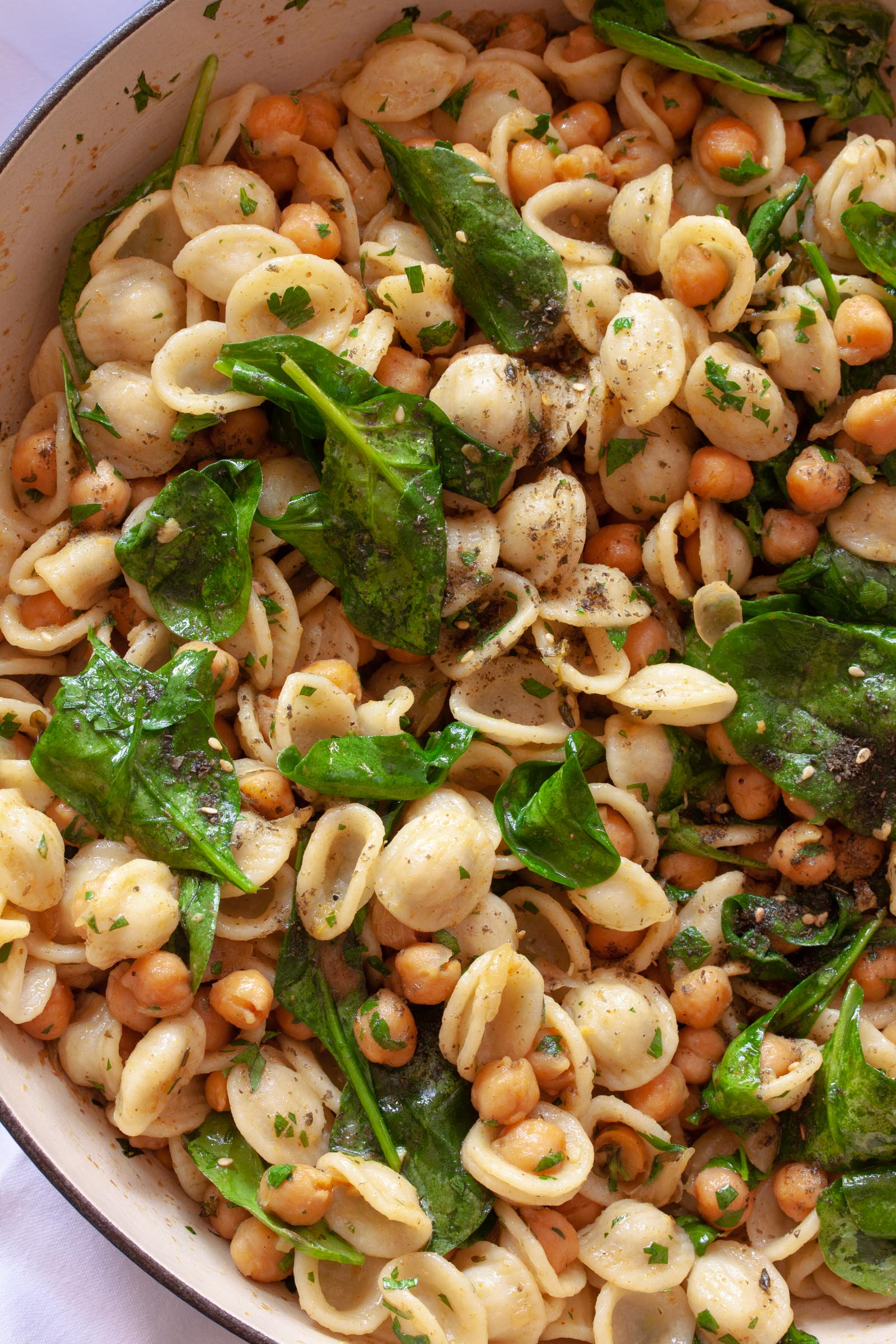 orecchiette pasta with chickpeas and zaatar