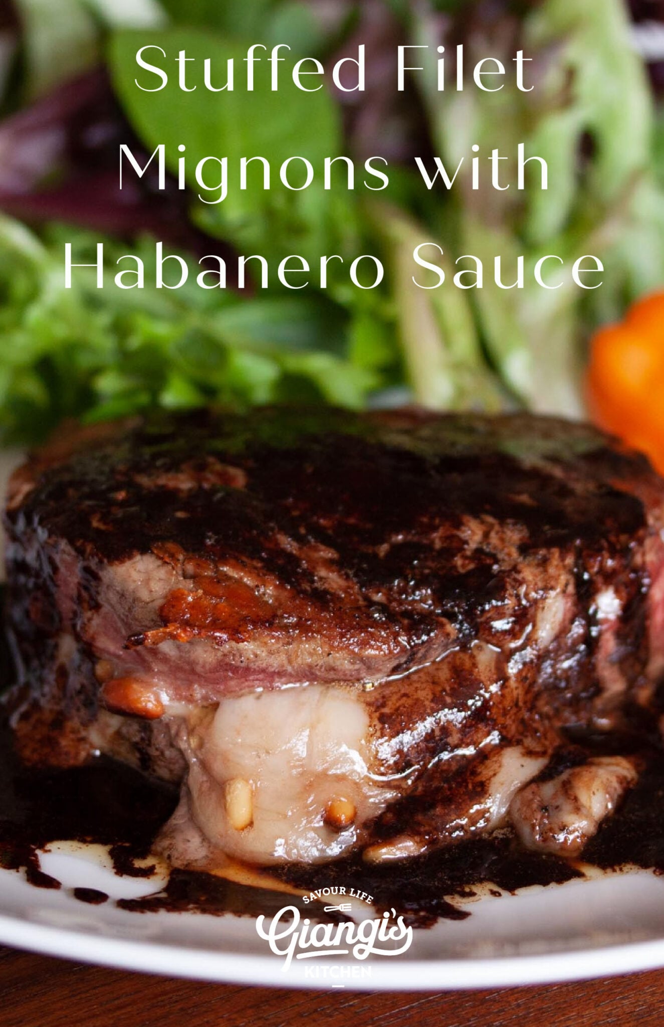 Marinated and Stuffed Filet Mignons with Merlot Habanero Sauce