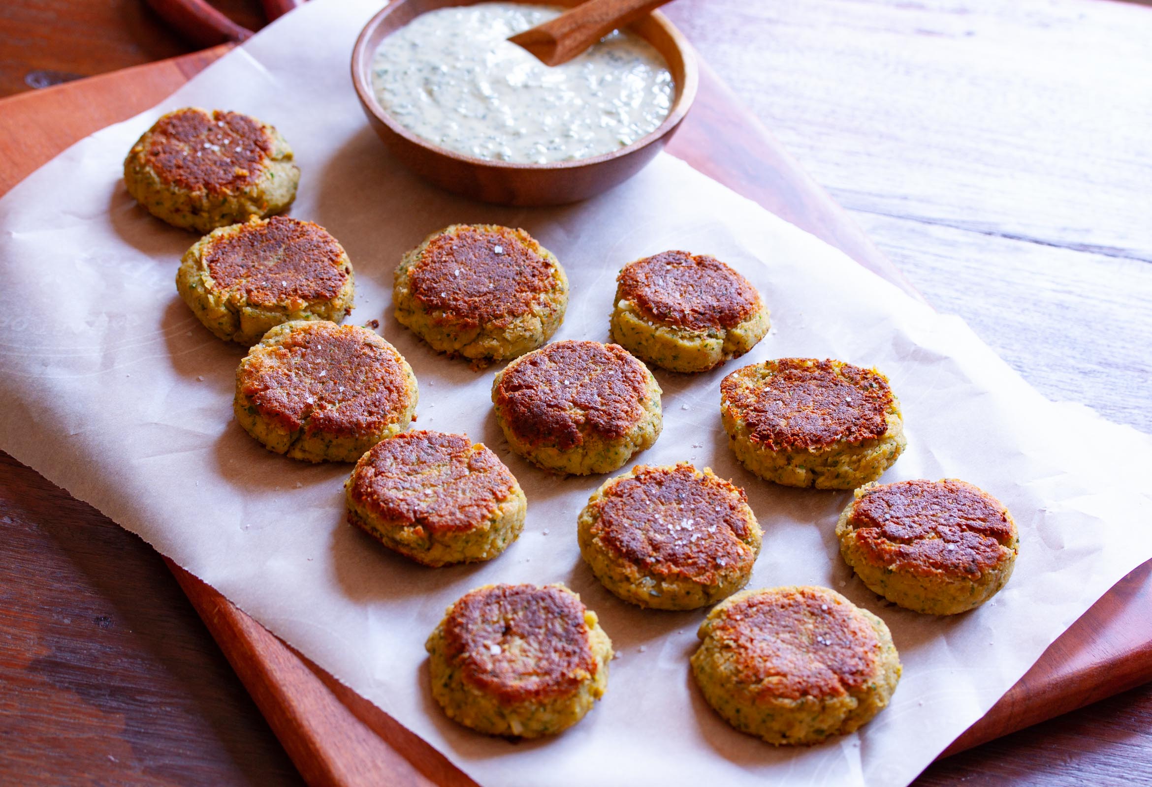 Garbanzo Beans Croquettes with Tahini Sauce