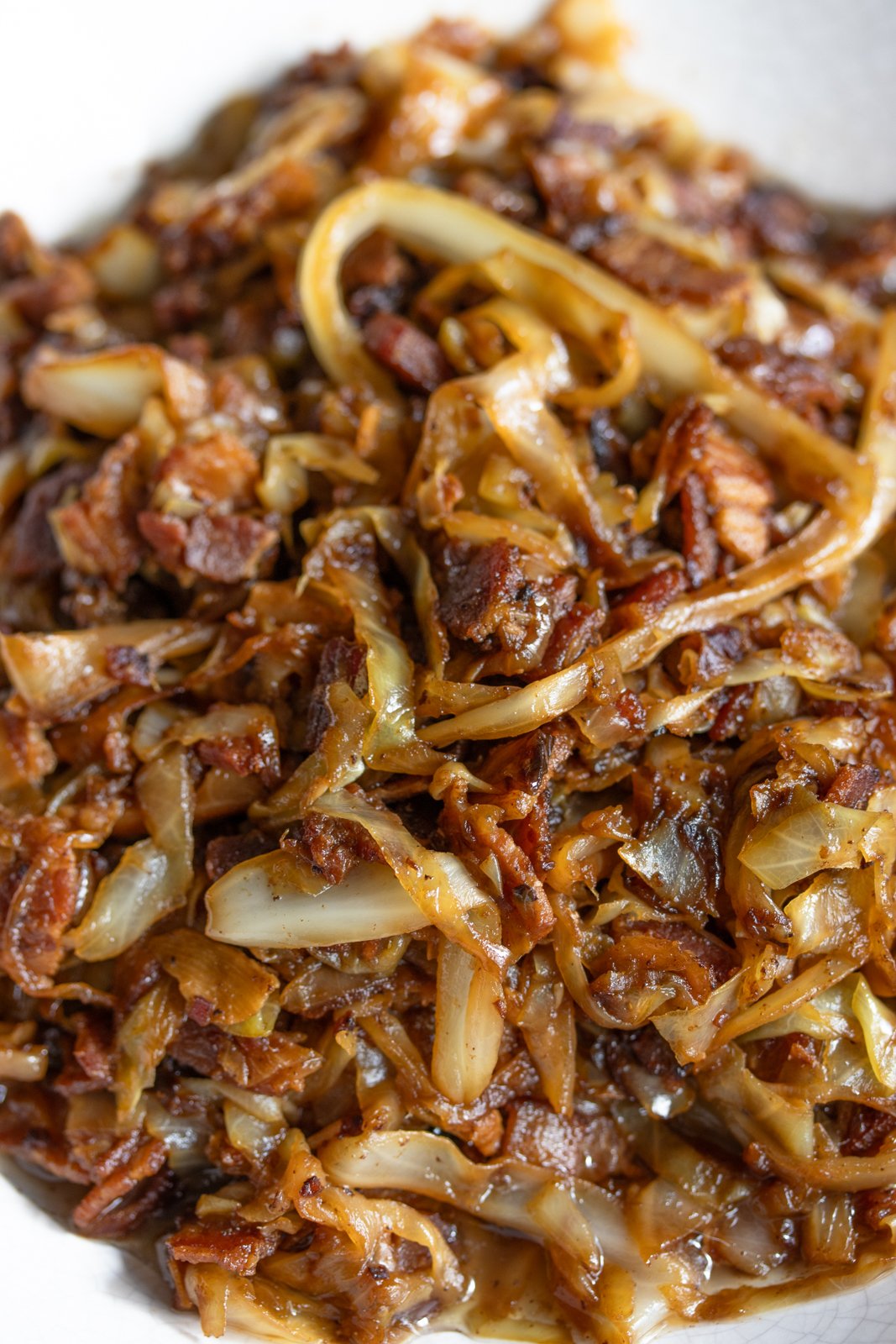 braised cabbage with bacon fully cooked