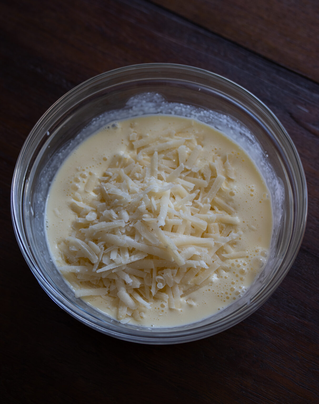 egg, heavy cream and cheese mixture