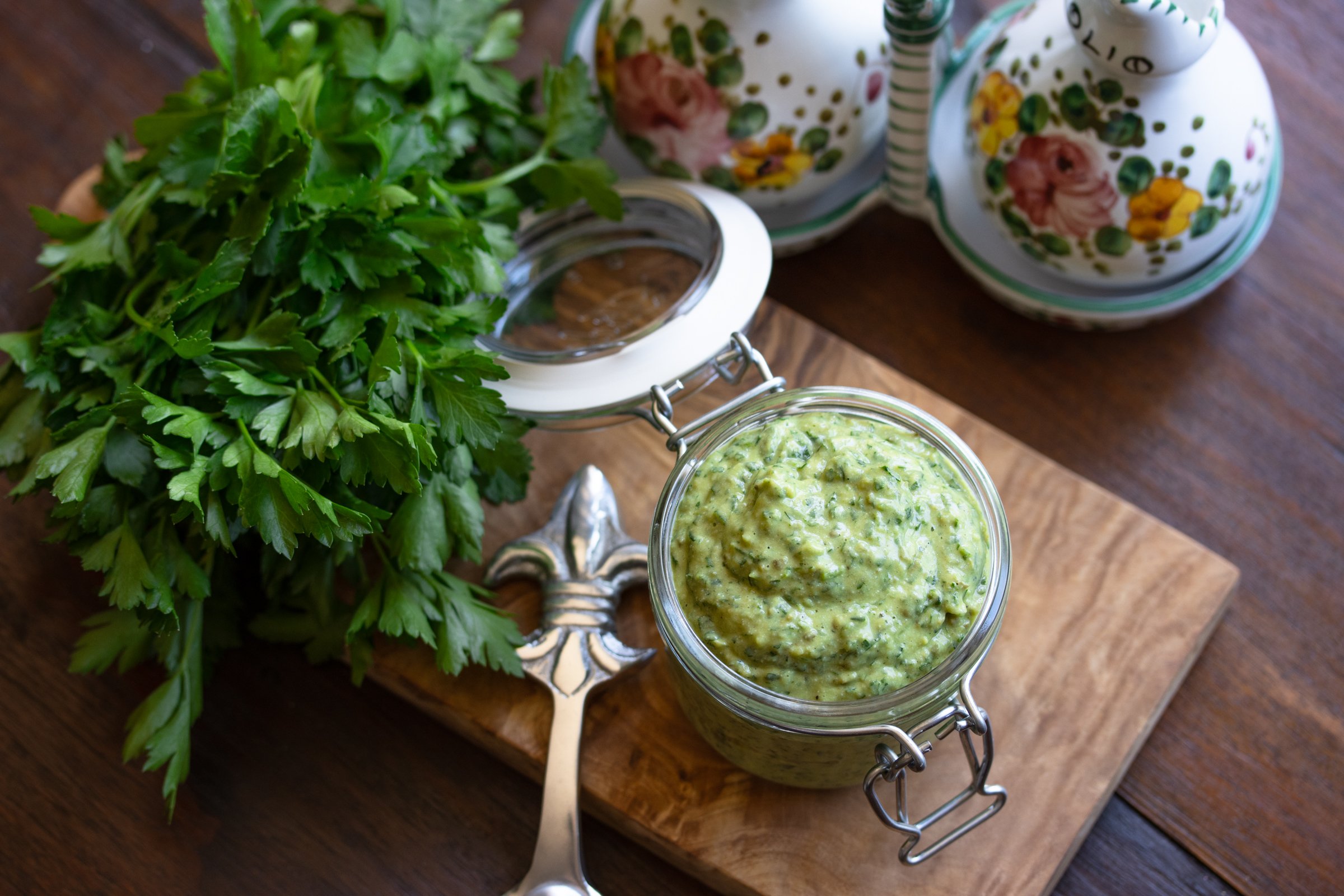 Italian Salsa Verde all done served in a jar