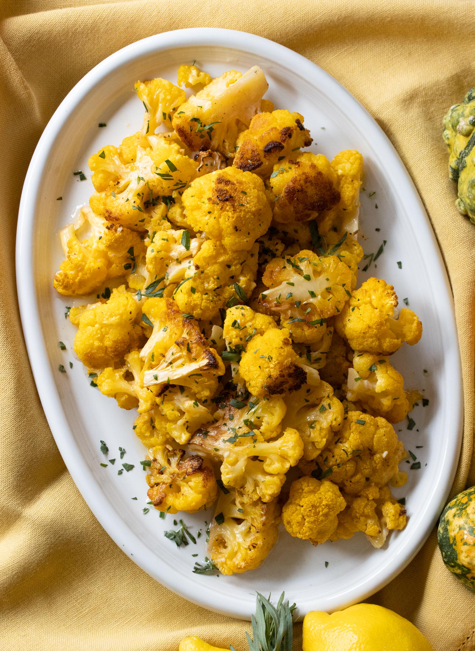 roasted cauliflower with lime dressing