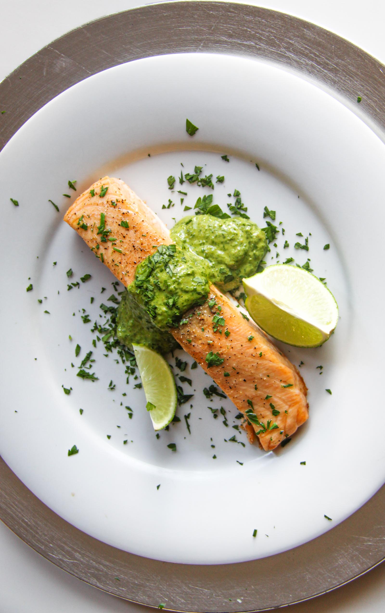 Salsa verde with salmon