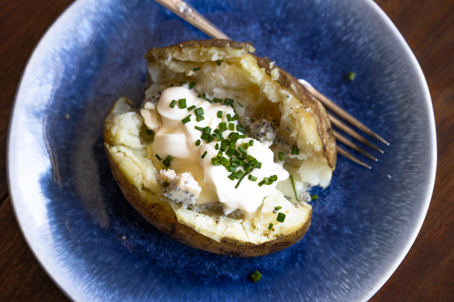  Added blue cheese to the potatoes.