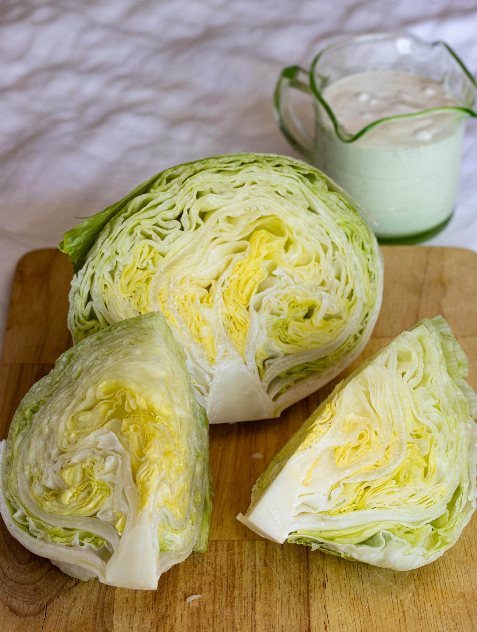 iceberg salad cut into wedges