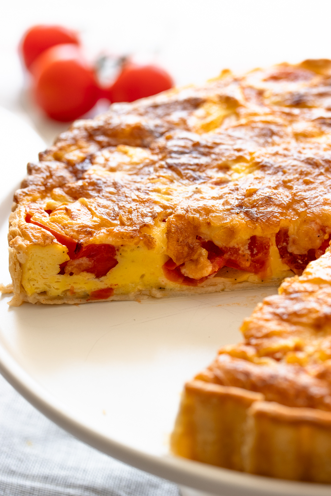 Tomato Quiche with slice removed