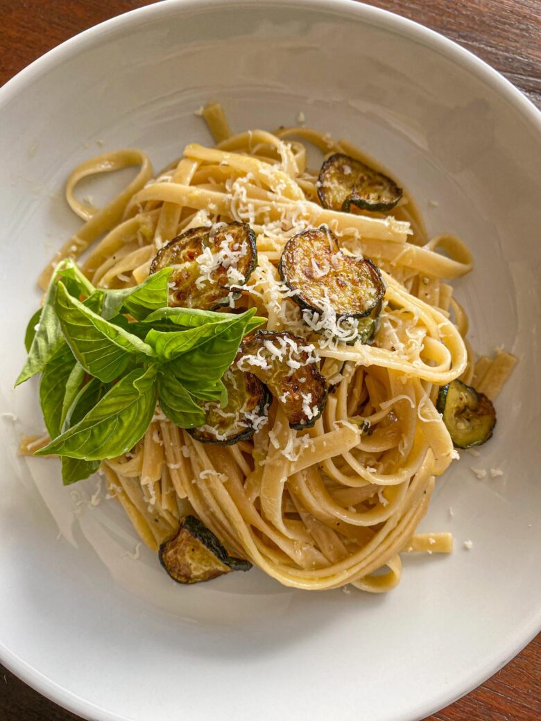 zucchini pasta with provolone