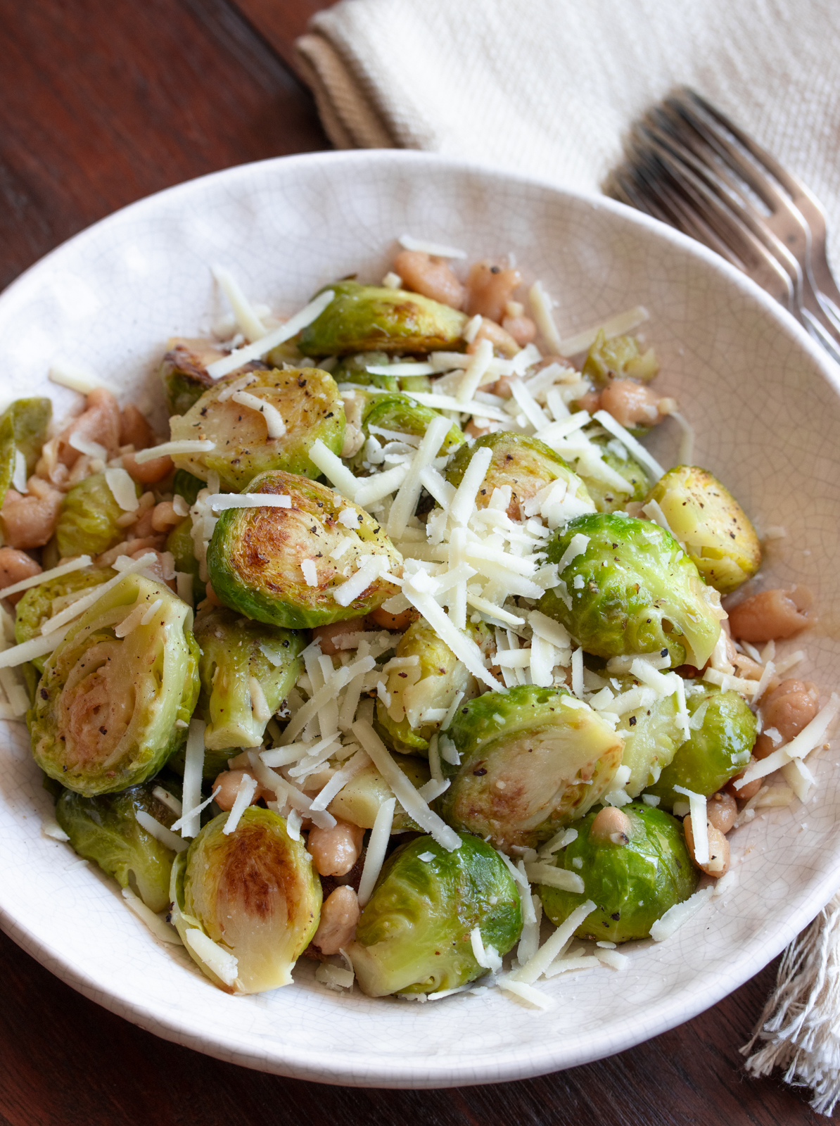 ready to eat brussels sprouts and white beans