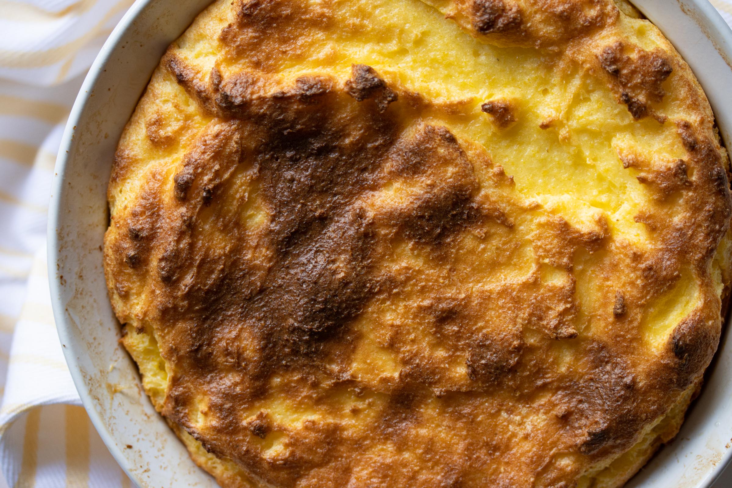 close up cornmeal spoon bread