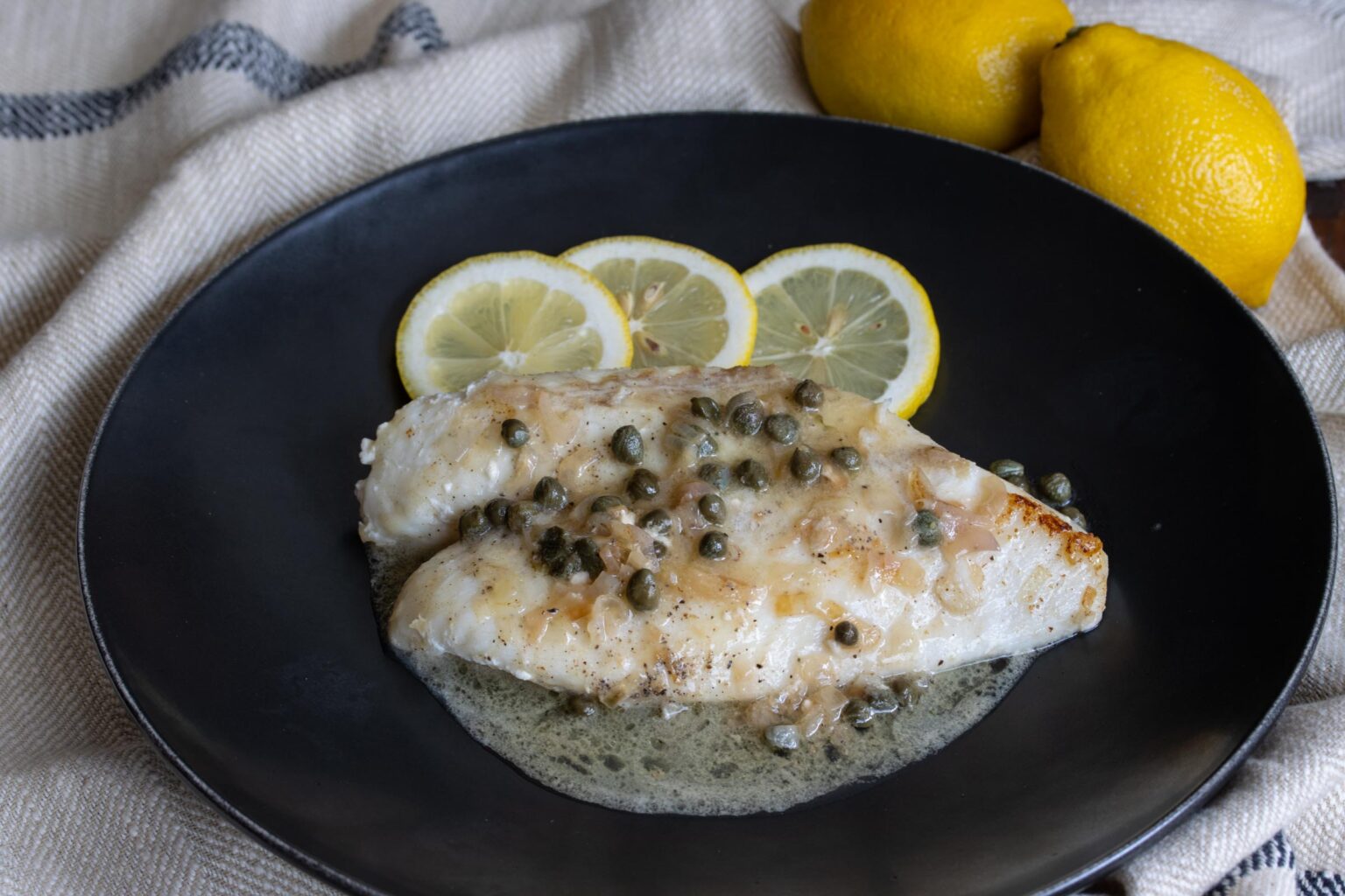 Orange Roughy with Capers, Shallots, and Wine Butter Sauce