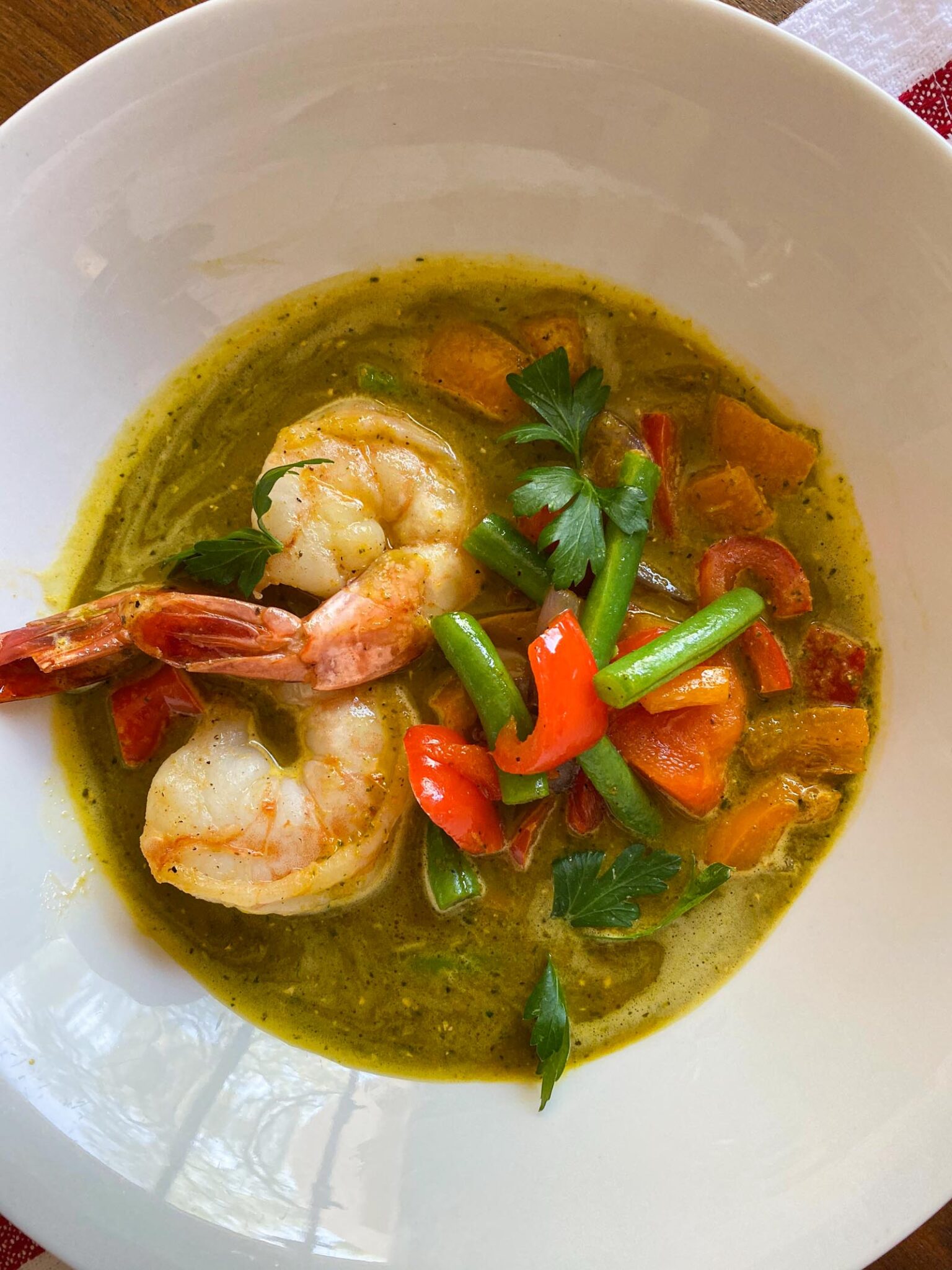 prawns with carrot-ginger coconut sauce
