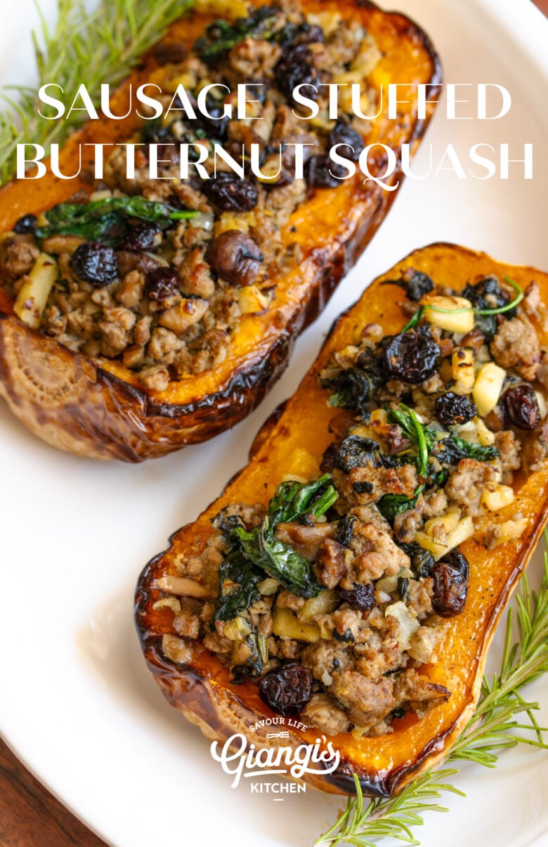 sausage stuffed butternut squash